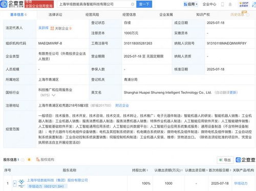 華培動力新設具身智能科技子公司，深耕人工智能行業應用系統集成服務